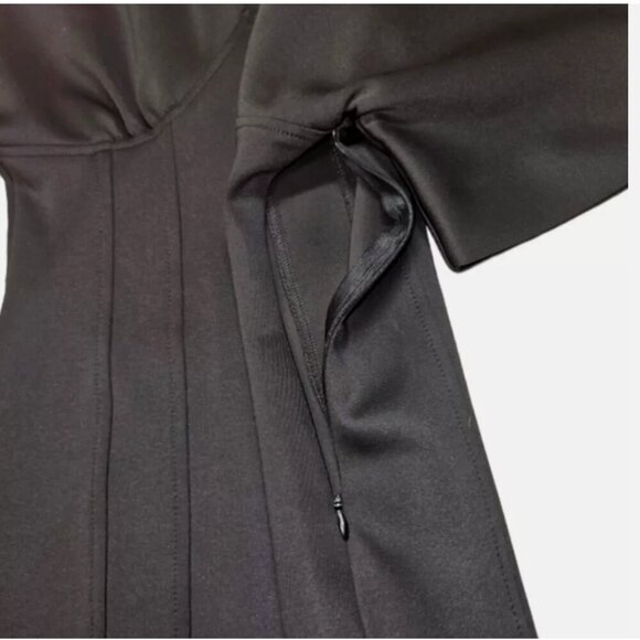 Zara Neoprene Effect V-Neck Black Mini Dress Women Size S NEW WITH TAG! - Picture 6 of 12